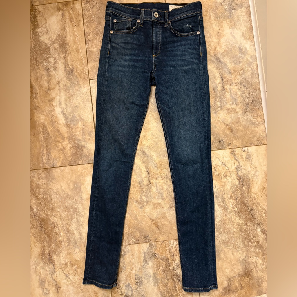 Rag & Bone High Rise Skinny Denim Blue Jeans Womens Size 25